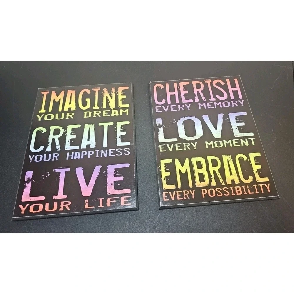 2 WOOD SIGNS CHERISH EVERY MEMORY, IMAGINE YOUR DREAM